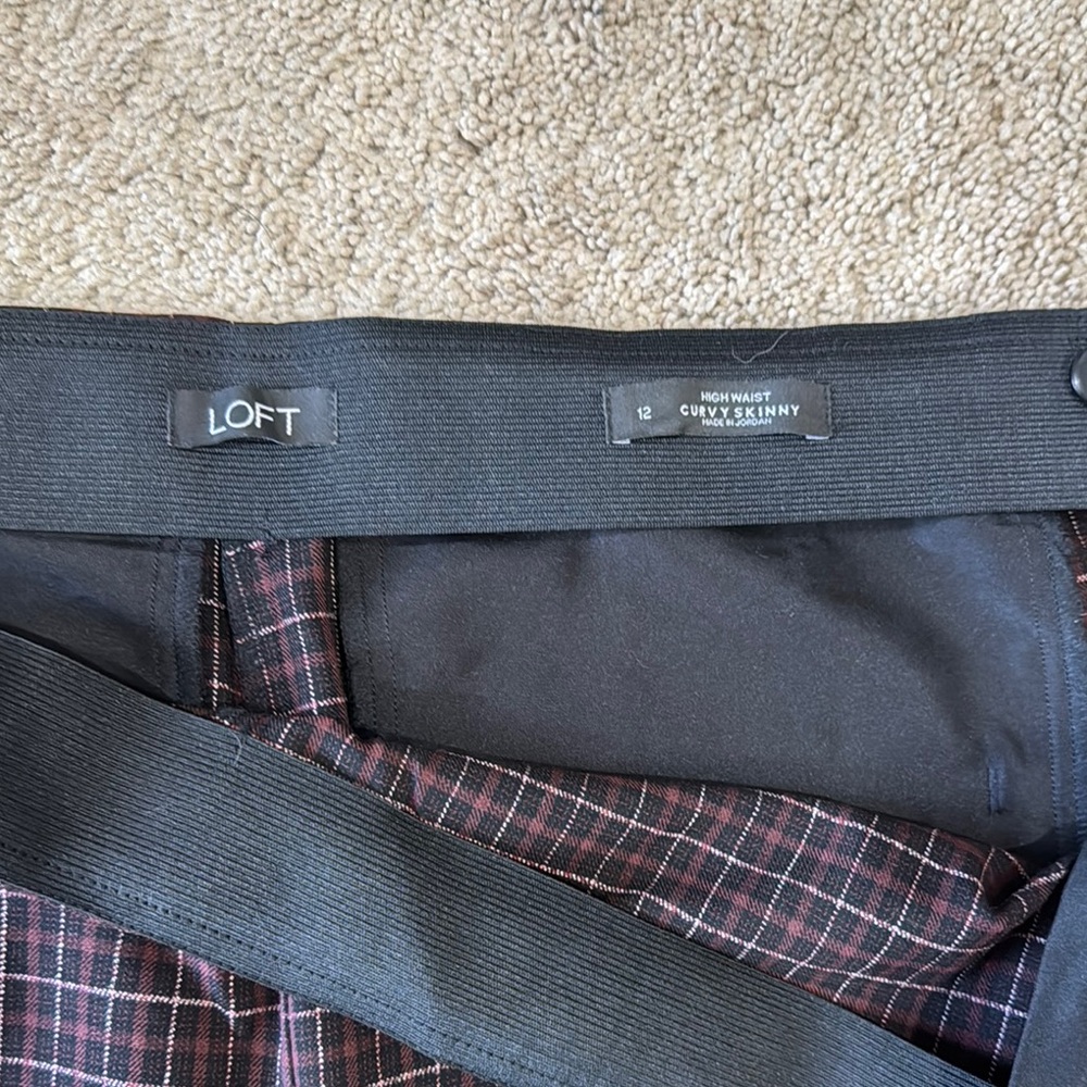 LOFT Curvy Skinny Plaid Pants